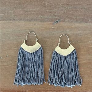 Gold and Gray Tassel Earrings